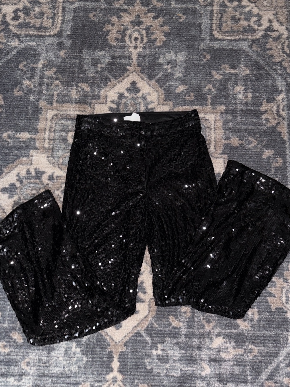 H&M Black Sequin Wide-Leg Pants